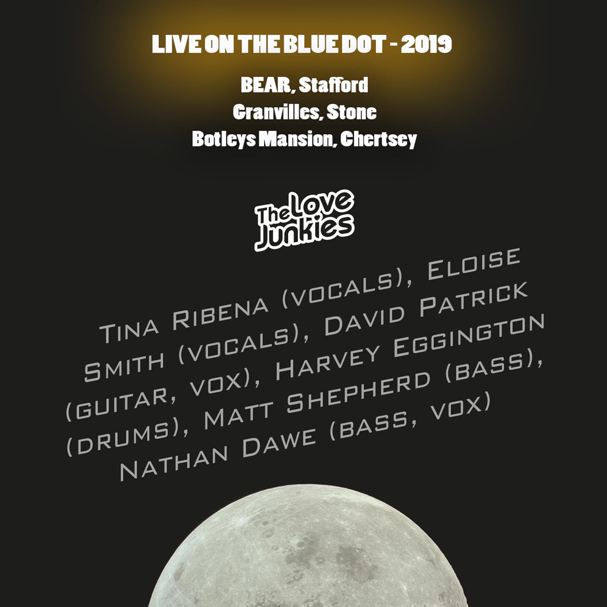 Rear cover of Love Junkies 'Live on the Blue Dot 2019'