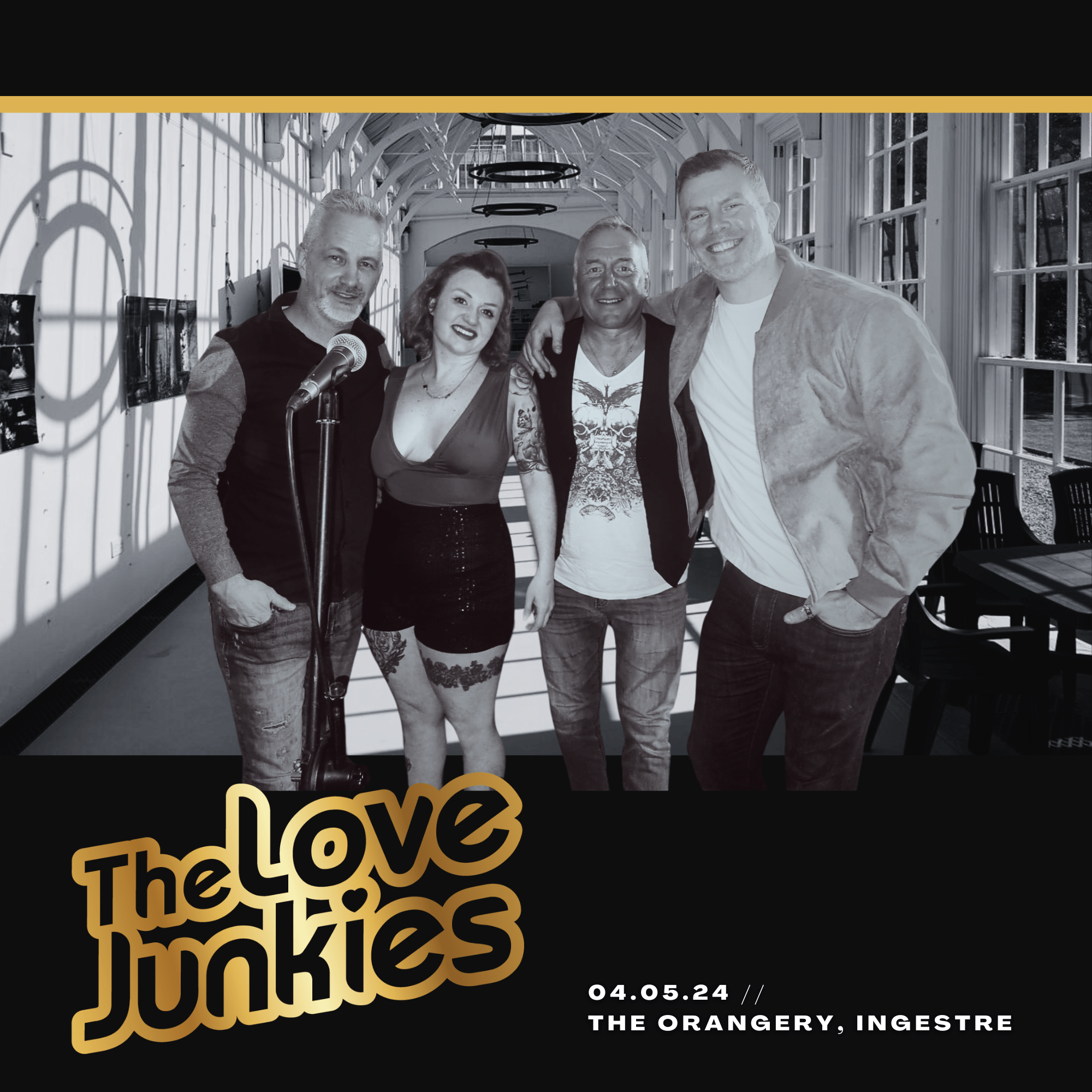 The Love Junkies playing at The Orangery, Ingestre, May 2024
